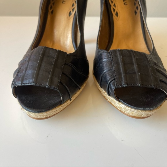 CHOCOLAT BLU Peep Toe Pumps Leather Black Size 6.5 - Picture 11 of 12